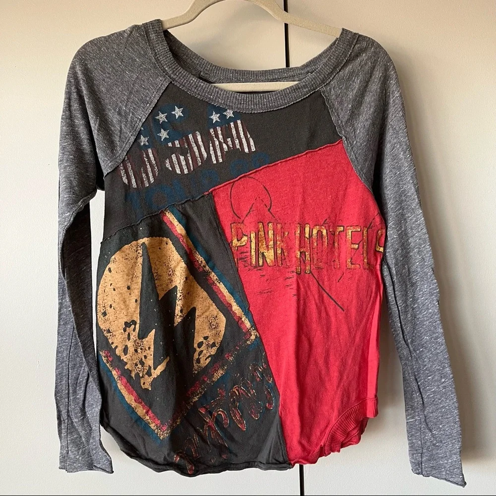 We The Free Free People Long Sleeve USA Pink Hotels Tee XS
